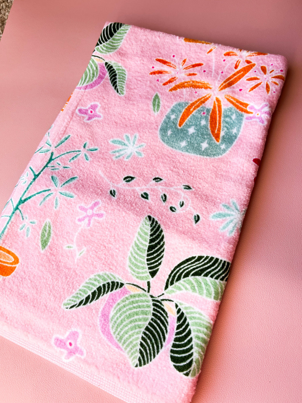 Pink Plants Kitchen Towel