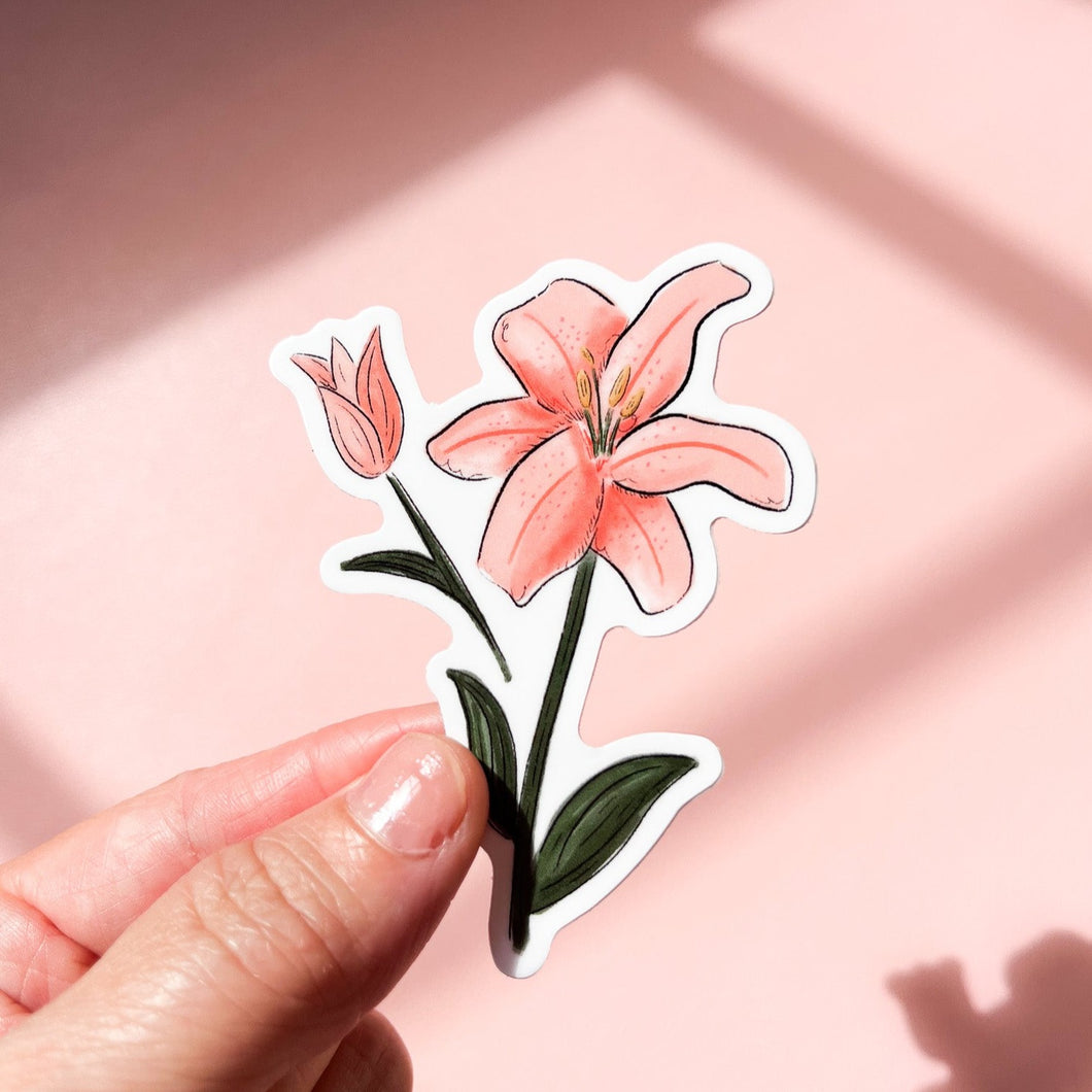 Pink Lily Flower Sticker