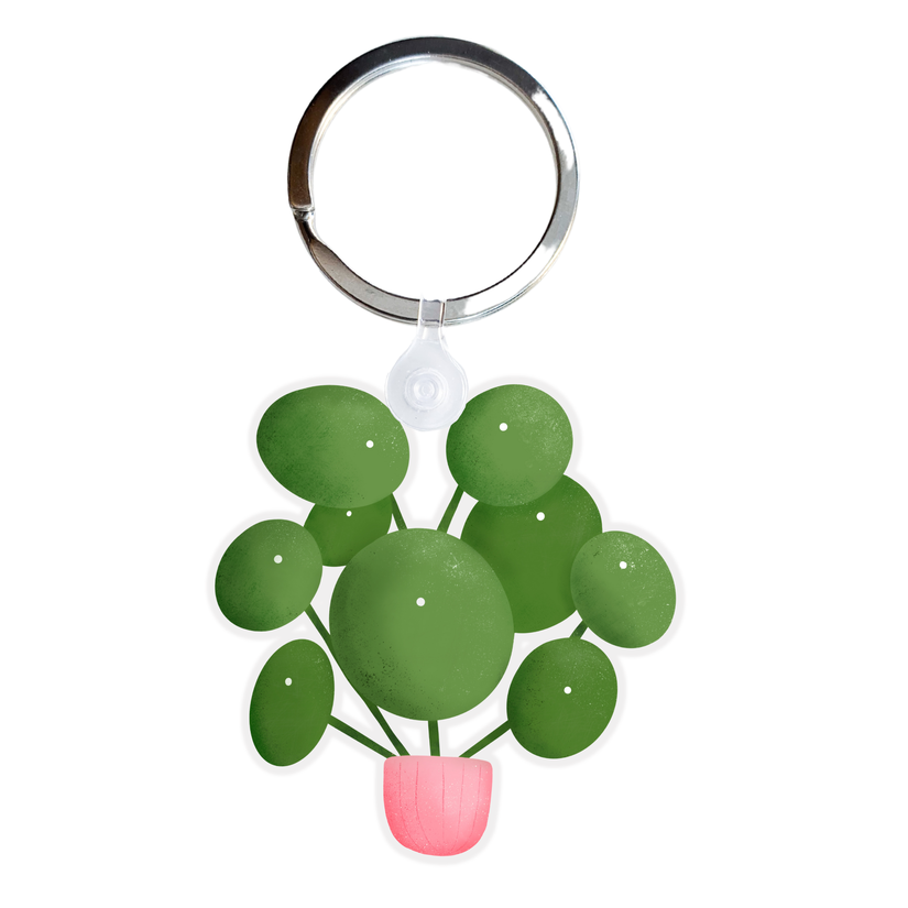 Pilea Peperomioides Plant Acrylic Keychain