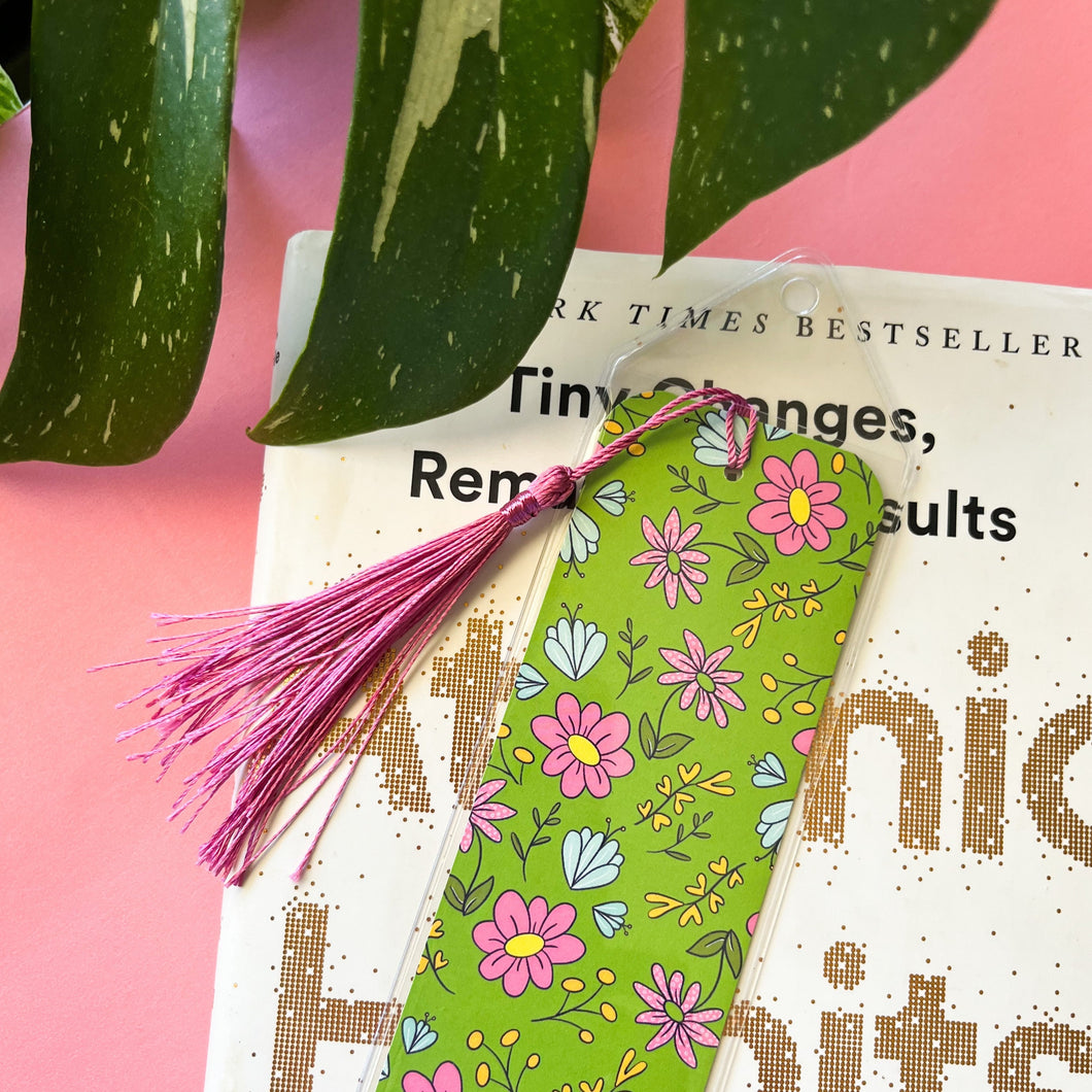Green Spring Flowers Bookmark