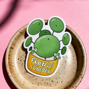 Pilea Peperomioides Plant, Friends Forever Sticker