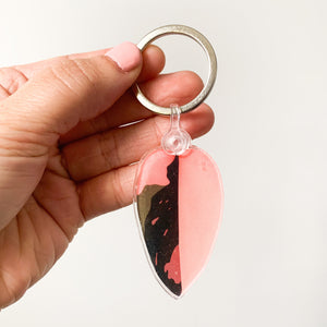 Pink Princess Philodendron Leaf Keychain